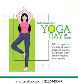 illustration of woman doing yoga pose on International Yoga Day