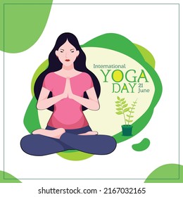 illustration of woman doing yoga pose on International Yoga Day