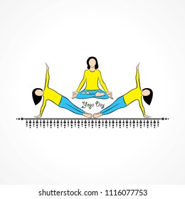 illustration of woman doing YOGASAN for International Yoga Day on 21st June