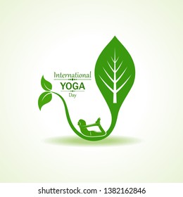 illustration of woman doing YOGASAN for International Yoga Day on 21st June