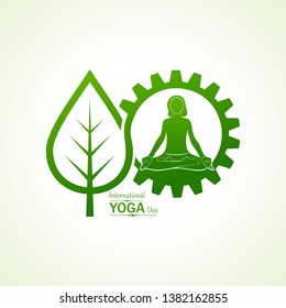 illustration of woman doing YOGASAN for International Yoga Day on 21st June
