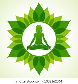 illustration of woman doing YOGASAN for International Yoga Day on 21st June
