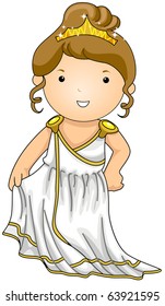 Illustration of a Woman Dressed in a Greek Costume