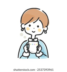 Illustration of a woman drinking a beverage.