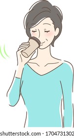 Illustration of a woman drinking coffee