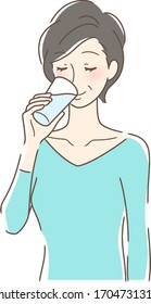 Illustration of a woman drinking cop water