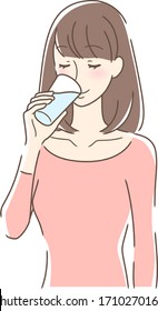 Illustration of a woman drinking cop water
