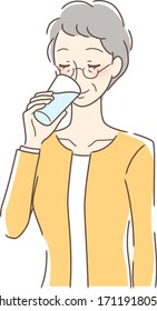 Illustration of a woman drinking cop water