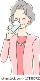 Illustration of a woman drinking cop water