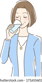 Illustration of a woman drinking cop water