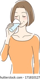 Illustration of a woman drinking cup of water