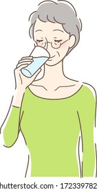 Illustration of a woman drinking cup of water