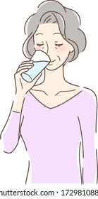 Illustration of a woman drinking cup of water