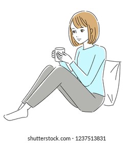 
Illustration of a woman drinking a drink