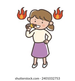Illustration of a woman drinking an energy drink to get motivated to restart