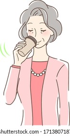 Illustration of a woman drinking takeaway coffee