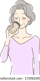 Illustration of a woman drinking takeaway coffee