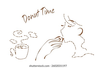 Illustration of a woman eating a donut
