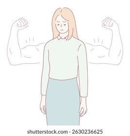 An illustration of a woman embodying strength and empowerment, showcasing her confidence and selfassuredness