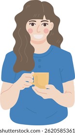 Illustration of Woman Enjoying a Drink Coffee