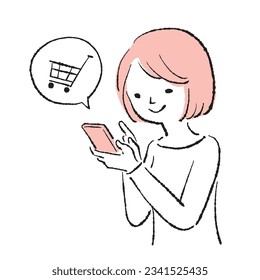 Illustration of a woman enjoying online shopping