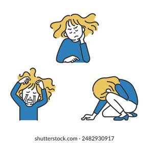 An illustration of a woman experiencing mental distress