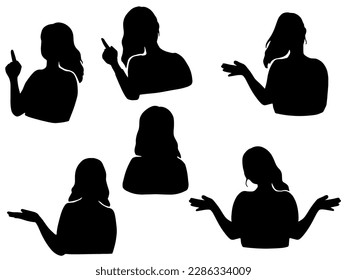 Illustration of a woman explaining a guide - black