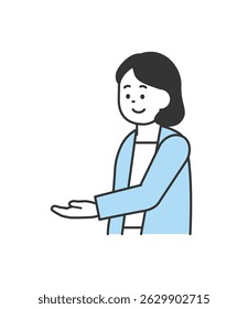 Illustration of a woman explaining with her hand Vector