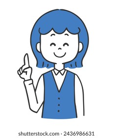 The illustration of a woman explaining a point