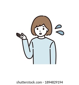 Illustration of a woman explaining while being puzzled