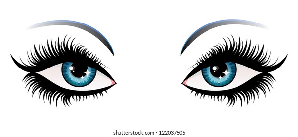 Illustration of woman eyes with long eyelashes.