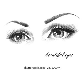 Illustration of woman eyes with long eyelashes.