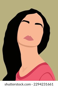 illustration of a woman and woman face and a women in a pink dress with weave style hair and woman portrait illustrated vector design  