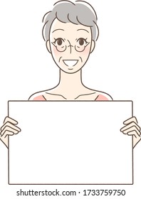 Illustration of a woman facing front with a smiling flip