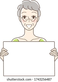 Illustration of a woman facing front with a smiling flip