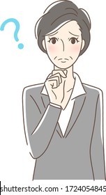 Illustration of a woman facing the front who feels anxiety, doubts, and worries