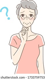 Illustration of a woman facing the front who feels anxiety, doubts, and worries