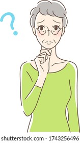 Illustration of a woman facing the front who feels anxiety, doubts, and worries