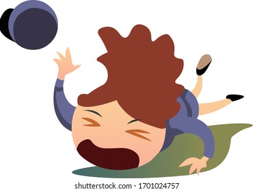 Illustration of a woman falling down in uniform.