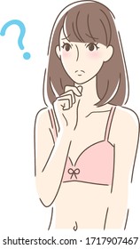 Illustration of a woman feeling anxiety, doubts and worries