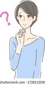 Illustration of a woman feeling anxiety, doubts and worries