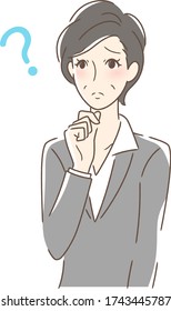 Illustration of a woman feeling anxiety, doubts and worries