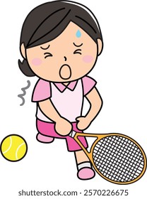 Illustration of a woman feeling pain while playing tennis