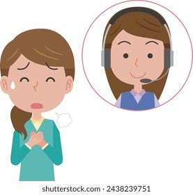 Illustration of a woman feeling relieved after talking to an operator