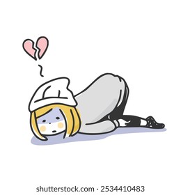 Illustration of a woman feeling sad.