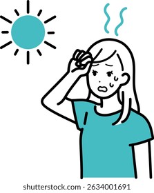 Illustration of a Woman Feeling Unwell Due to Extreme Heat