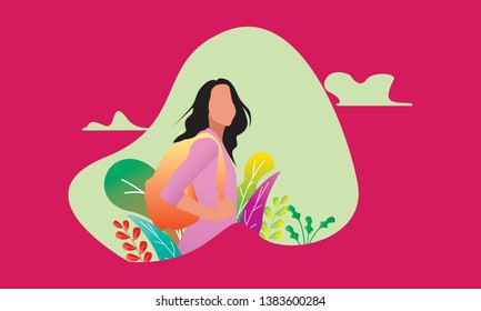 illustration of a woman in a flat style