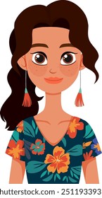 Illustration of a woman with floral attire