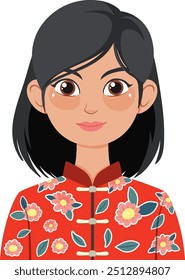 Illustration of a woman in floral attire