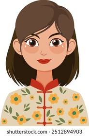 Illustration of a woman in floral attire